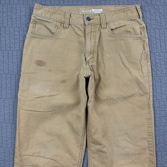 Carhartt Pants Men's 32x34 (31x32) Tan Rugged Relaxed Fit Utility Workwear - Picture 3 of 16